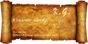 Kleiner Gerő névjegykártya